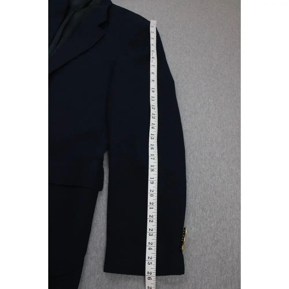 Stafford Blazer Men's Size 42L Navy Blue 2 Button Single Breasted Gold Buttons